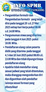 Sekilas Info SPMB SMP Negeri 1 Sengkang Tahun Pelajaran 2025/2025